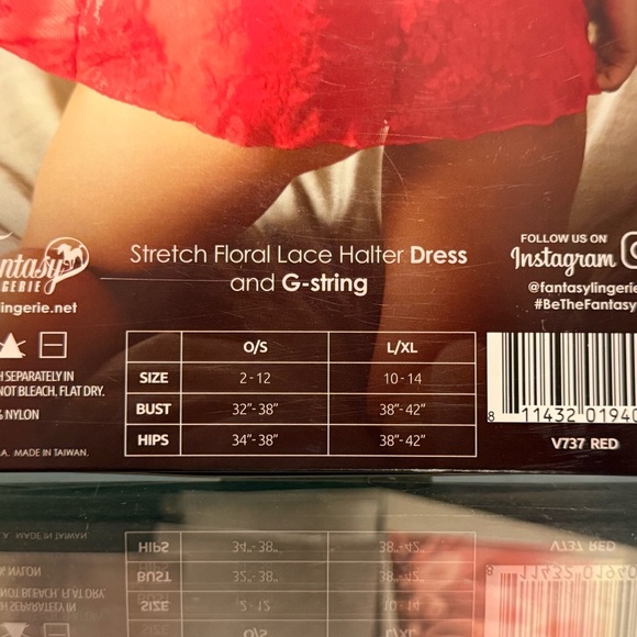 Fantasy Lingerie Vixen Red Halter Chemise - Picture 7 of 7